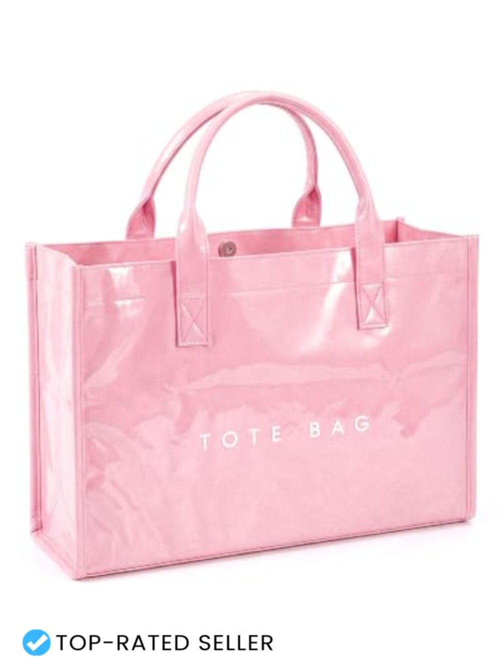 Large Waterproof PVC Tote Bag with Top Handle, Kraft Paper Texture, Magnetic